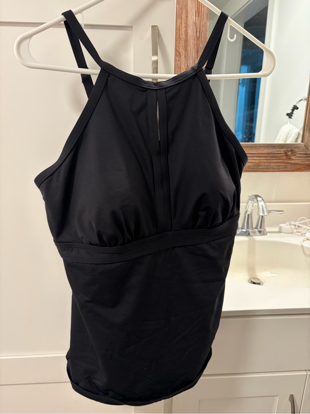 Black High-Neck lands end swim  Top